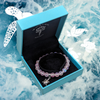 Pink mermaid glass bead bracelet with turtle charm in luxury gift box