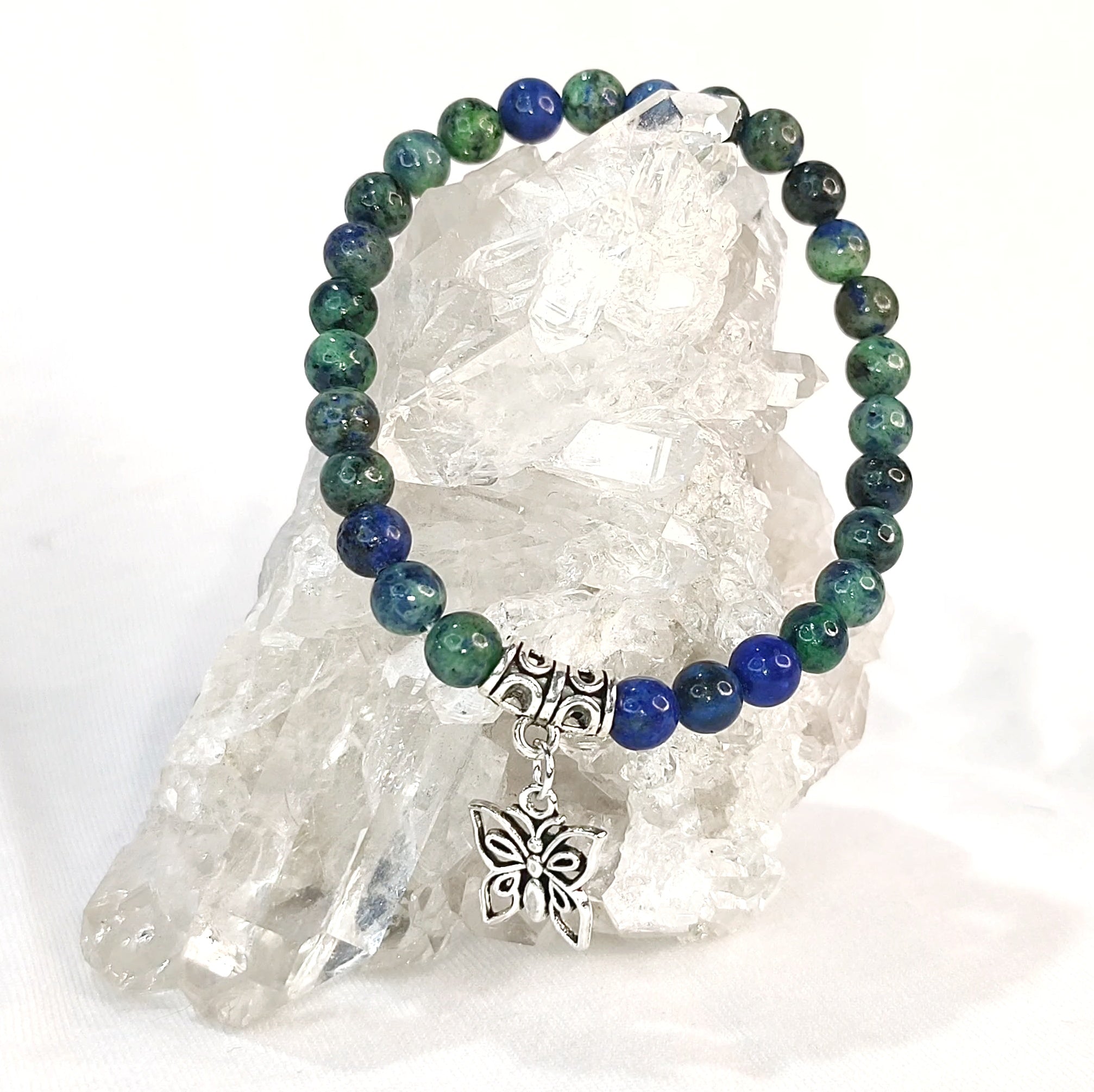 Butterfly Charm Crystal Bracelets - 6mm Many crystal varieties to choose from