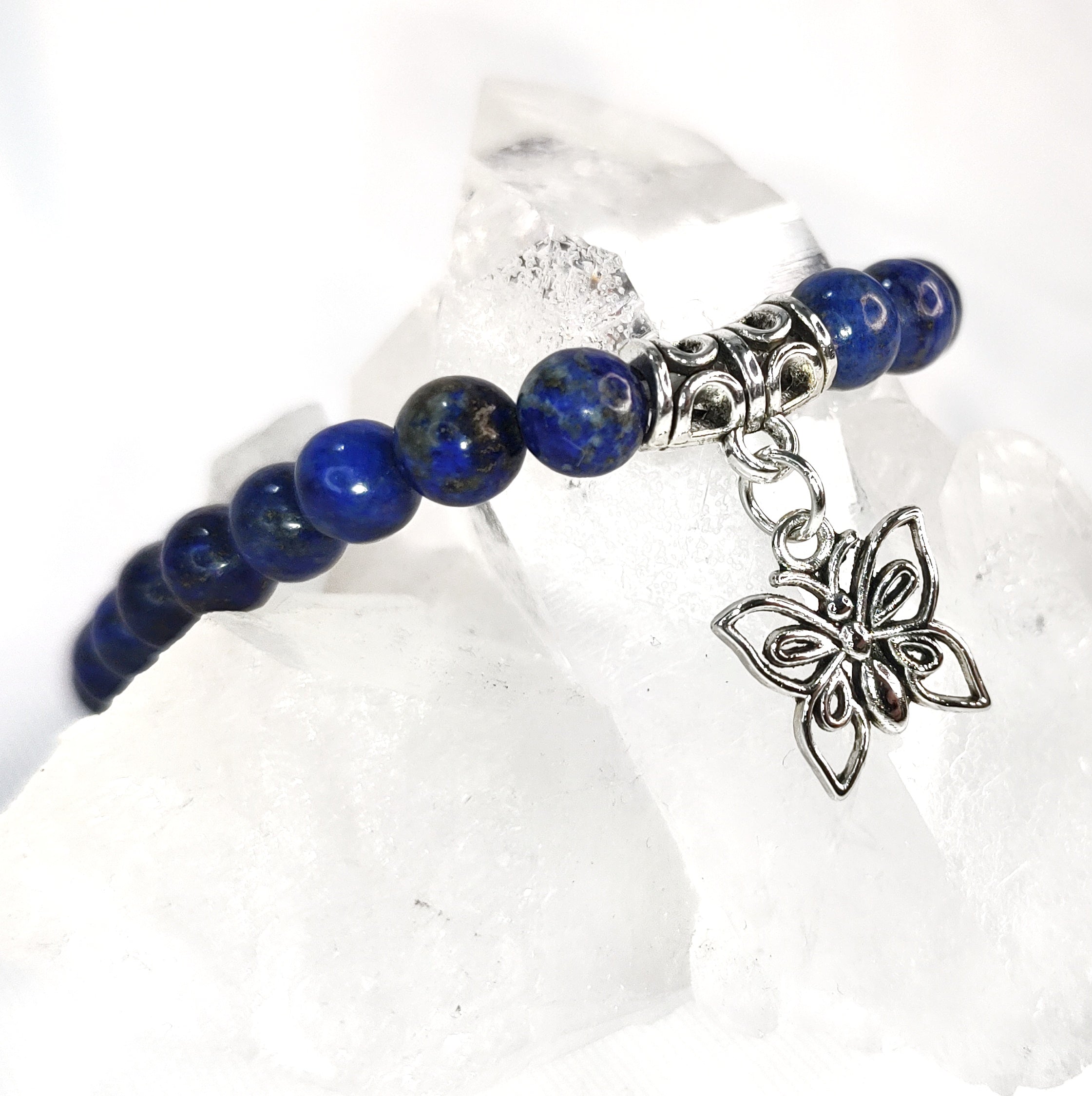 Butterfly Charm Crystal Bracelets - 6mm Many crystal varieties to choose from