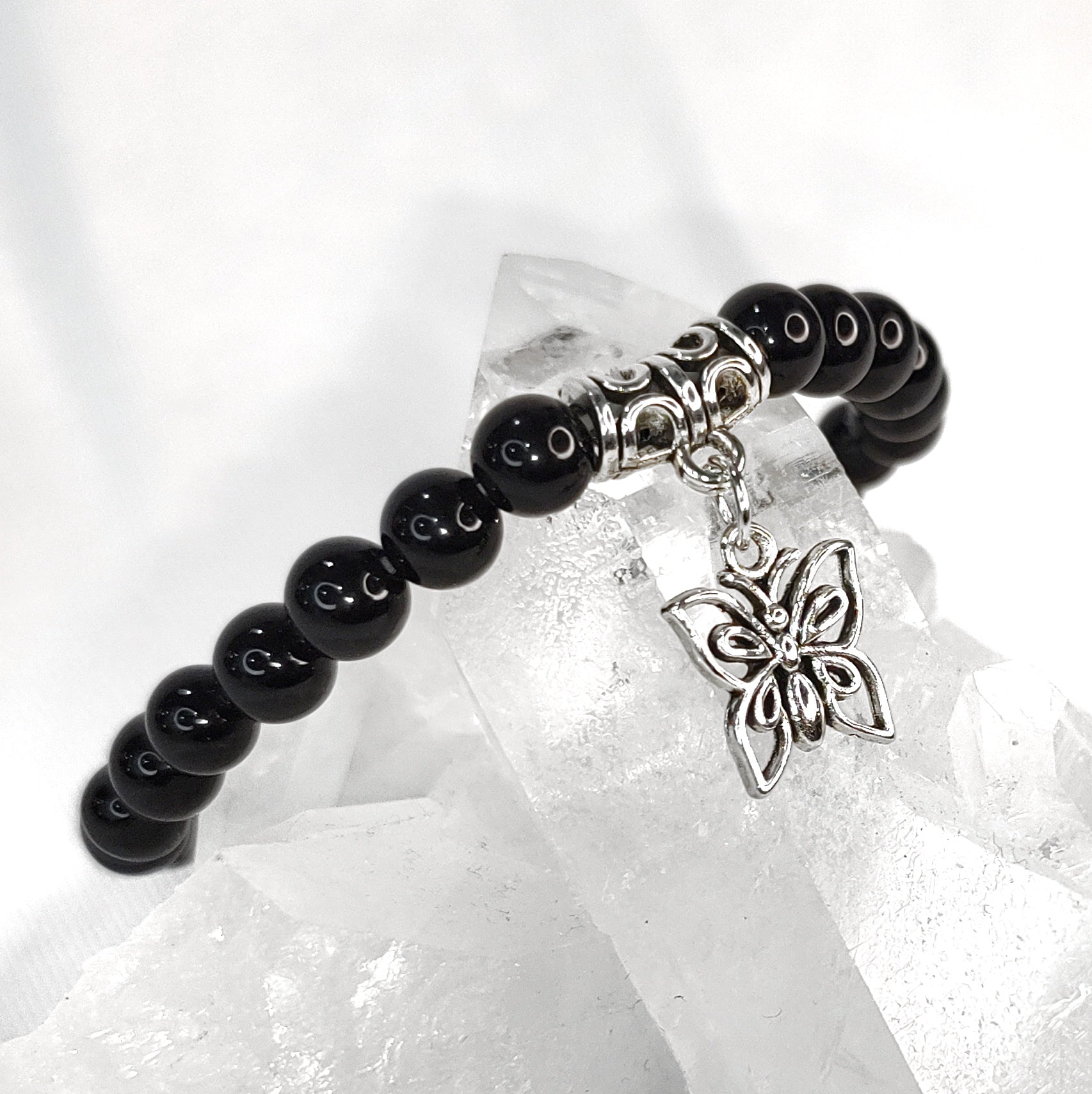 Butterfly Charm Crystal Bracelets - 6mm Many crystal varieties to choose from