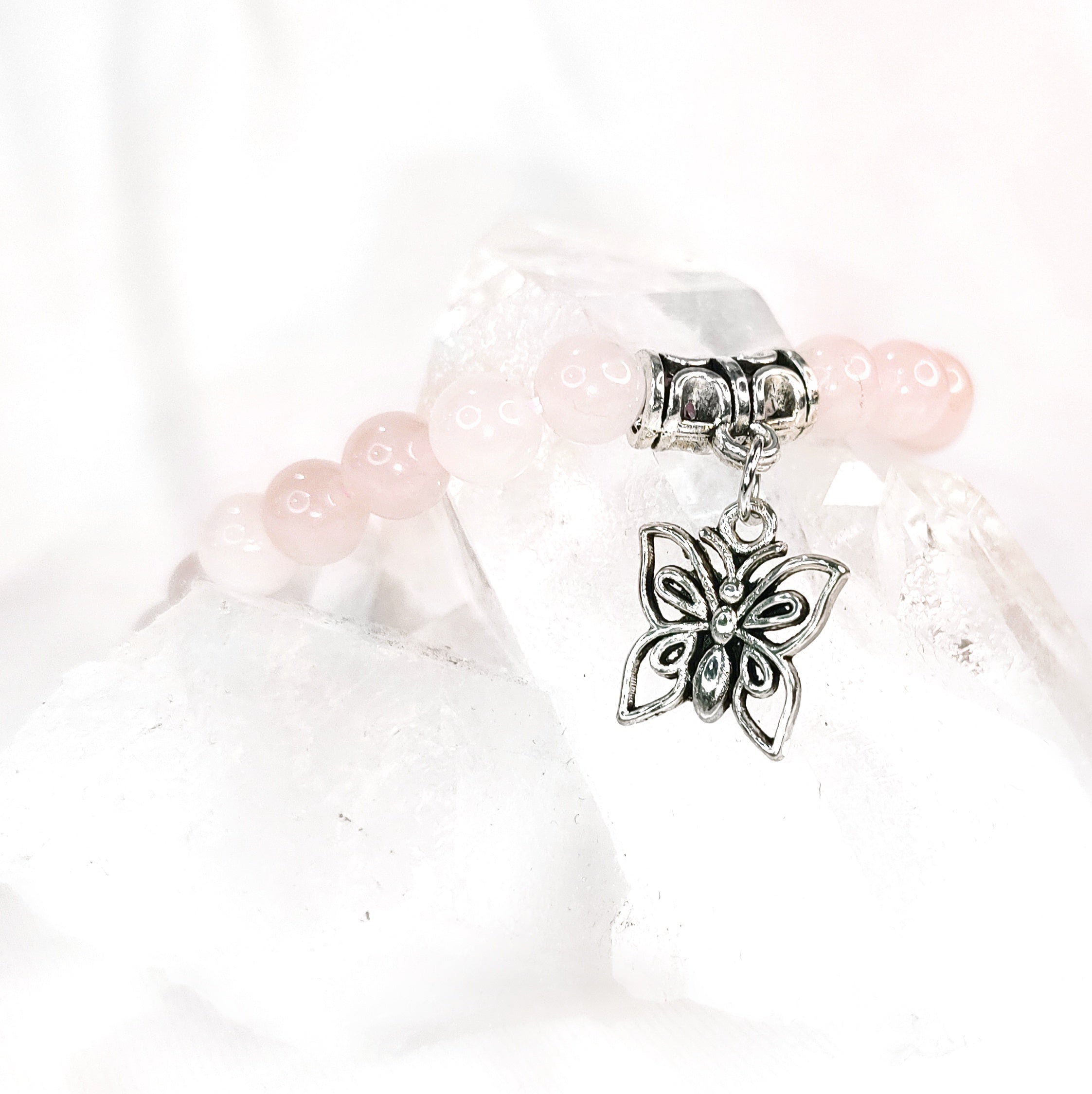 Butterfly Charm Crystal Bracelets - 6mm Many crystal varieties to choose from