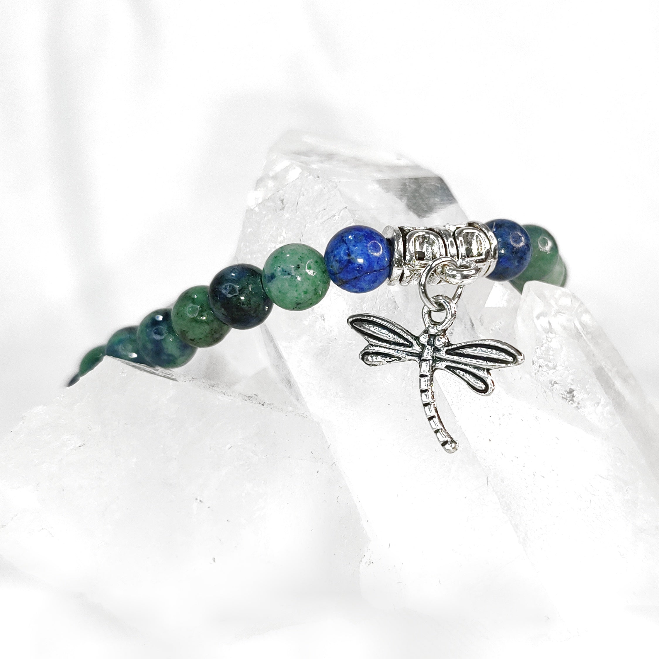 Dragonfly Charm Crystal Bracelets ~ 6mm Crystal Variety