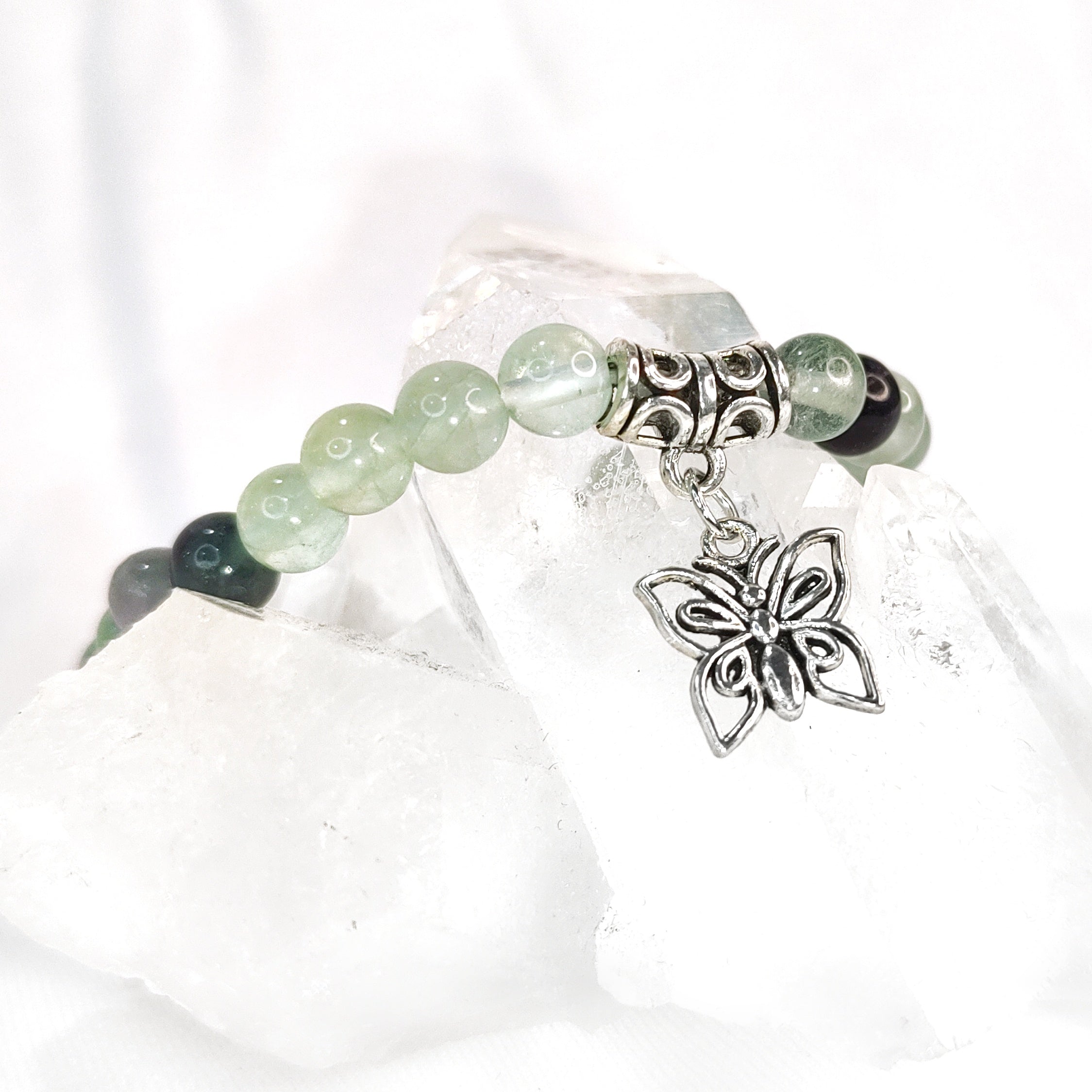 Butterfly Charm Crystal Bracelets - 6mm Many crystal varieties to choose from