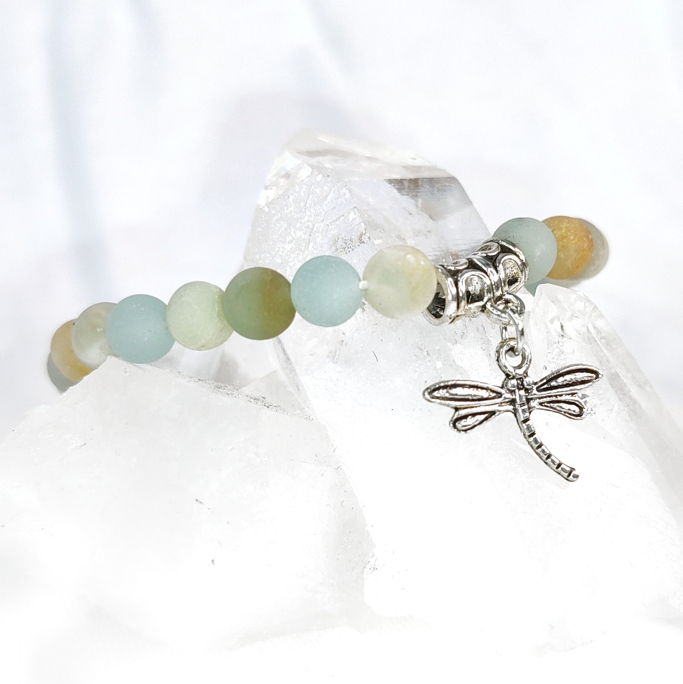 Dragonfly Charm Crystal Bracelets ~ 6mm Crystal Variety