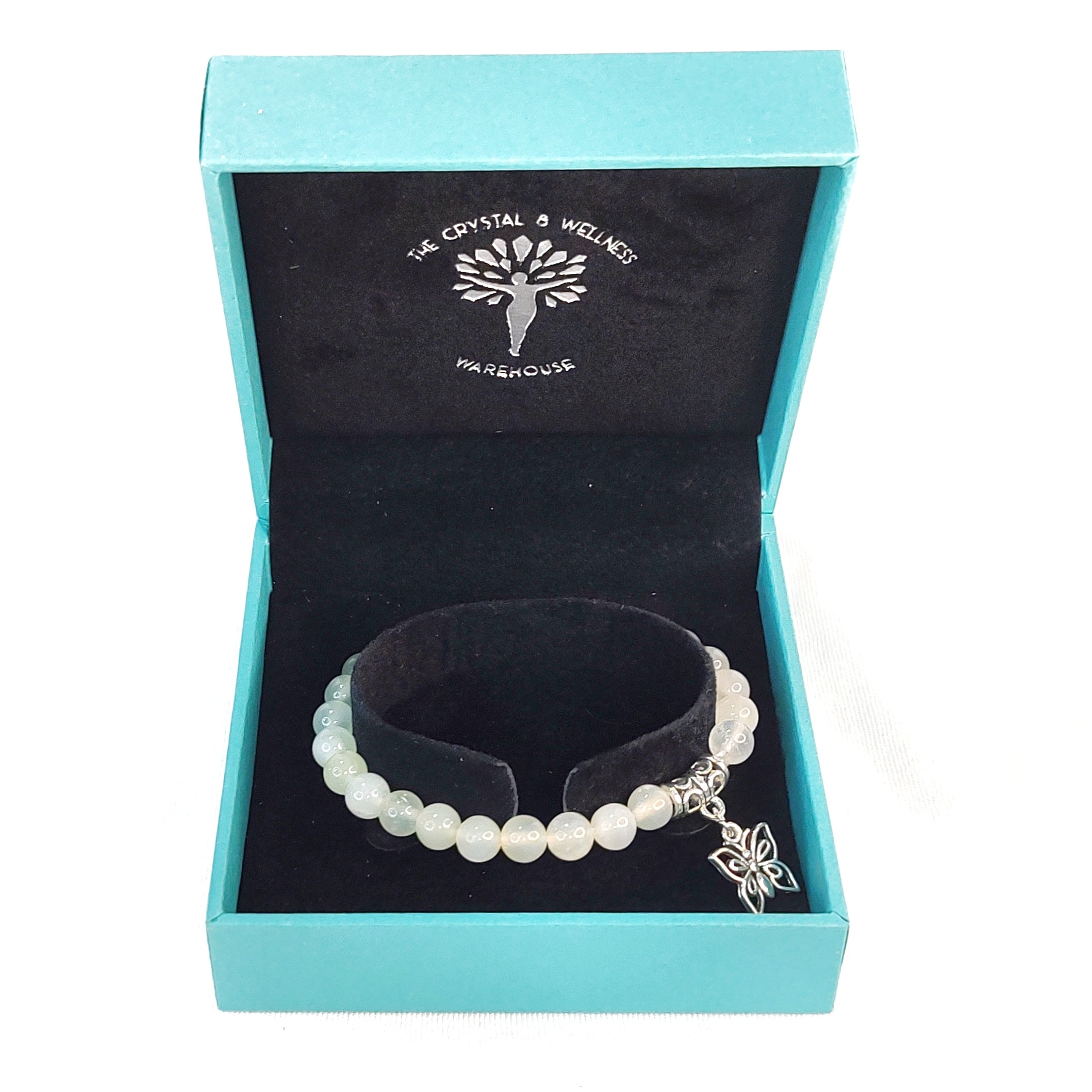 Butterfly Charm Crystal Bracelets - 6mm Many crystal varieties to choose from