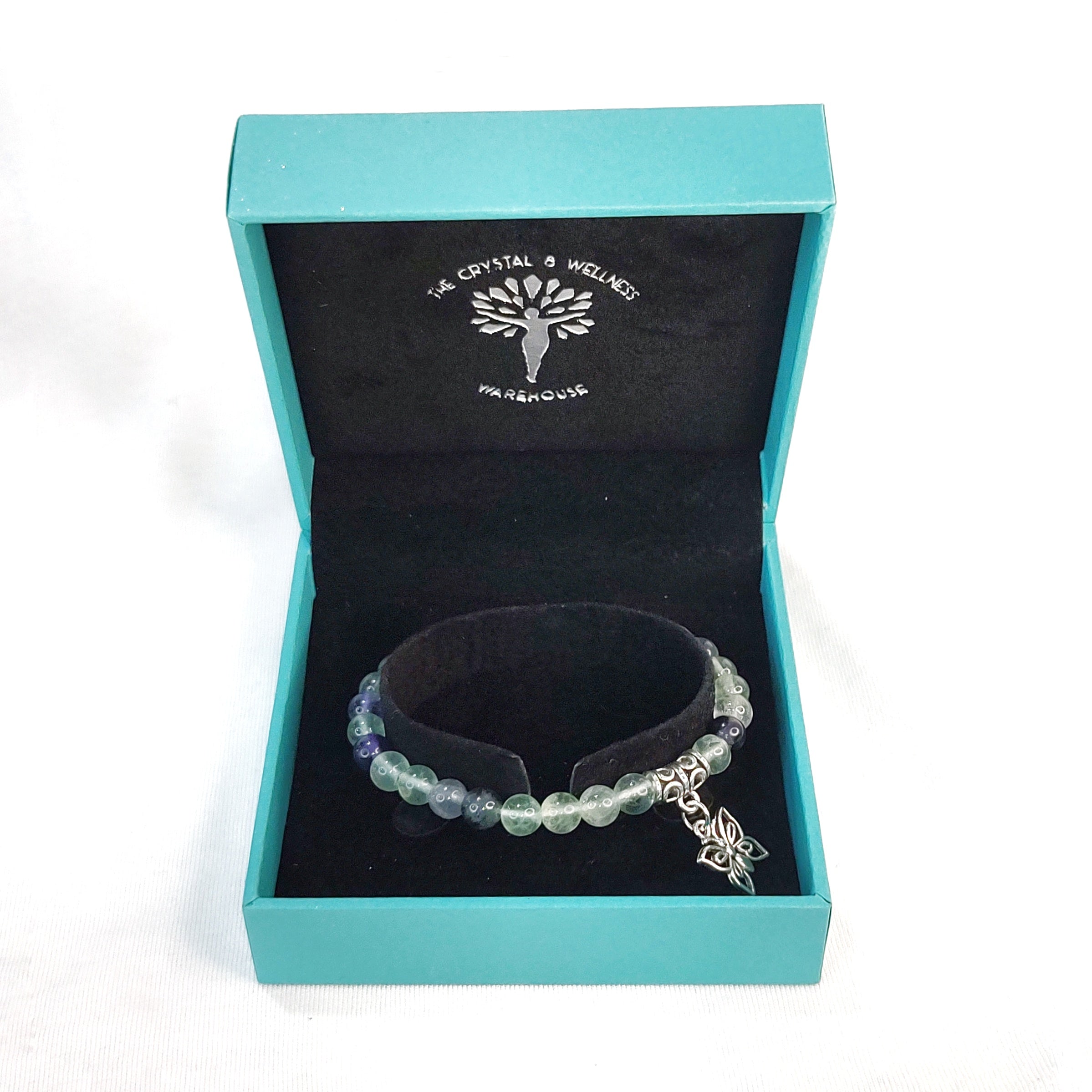 Butterfly Charm Crystal Bracelets - 6mm Many crystal varieties to choose from