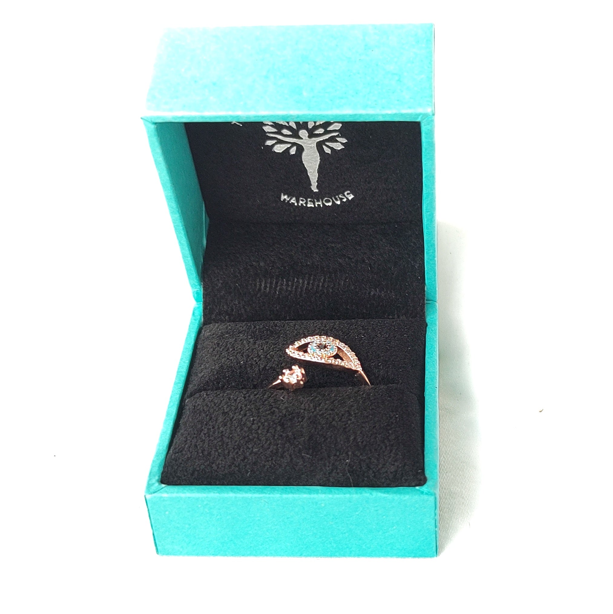 Adjustable CZ Evil eye ring rose gold