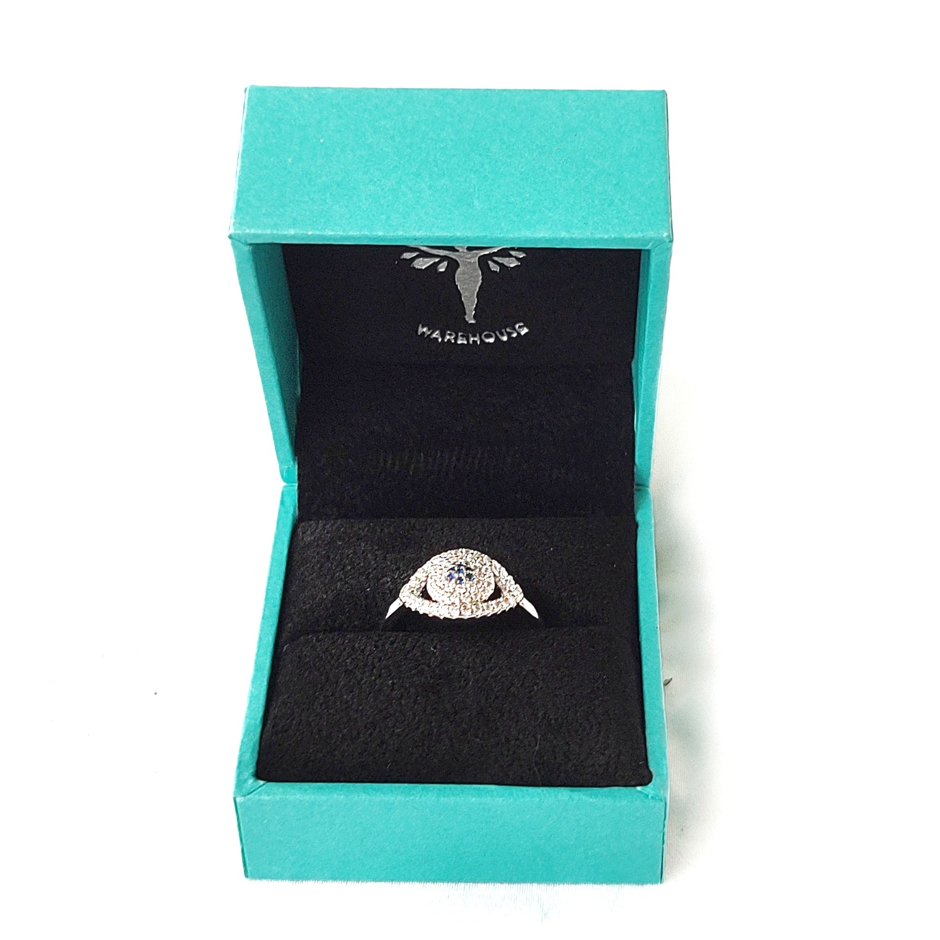 Adjustable Evil eye ring silver set with cz