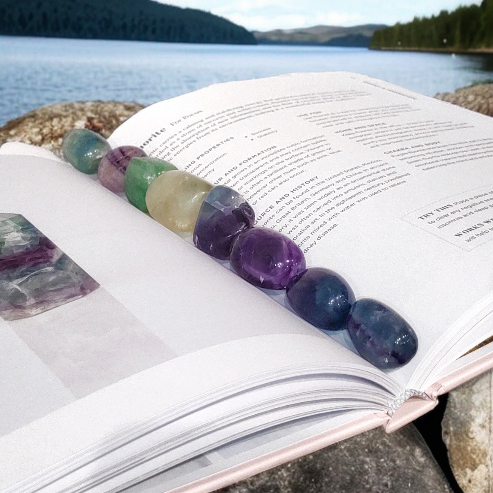Rainbow fluorite tumbled stone