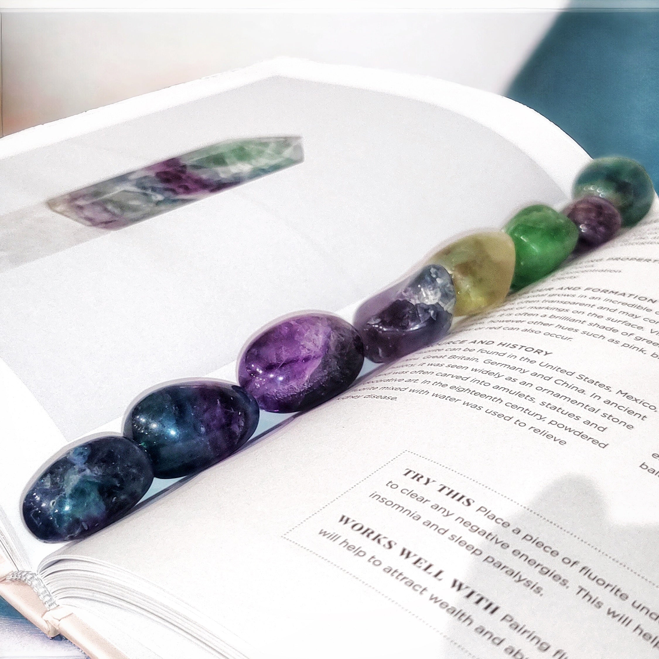 Rainbow fluorite tumbled stone