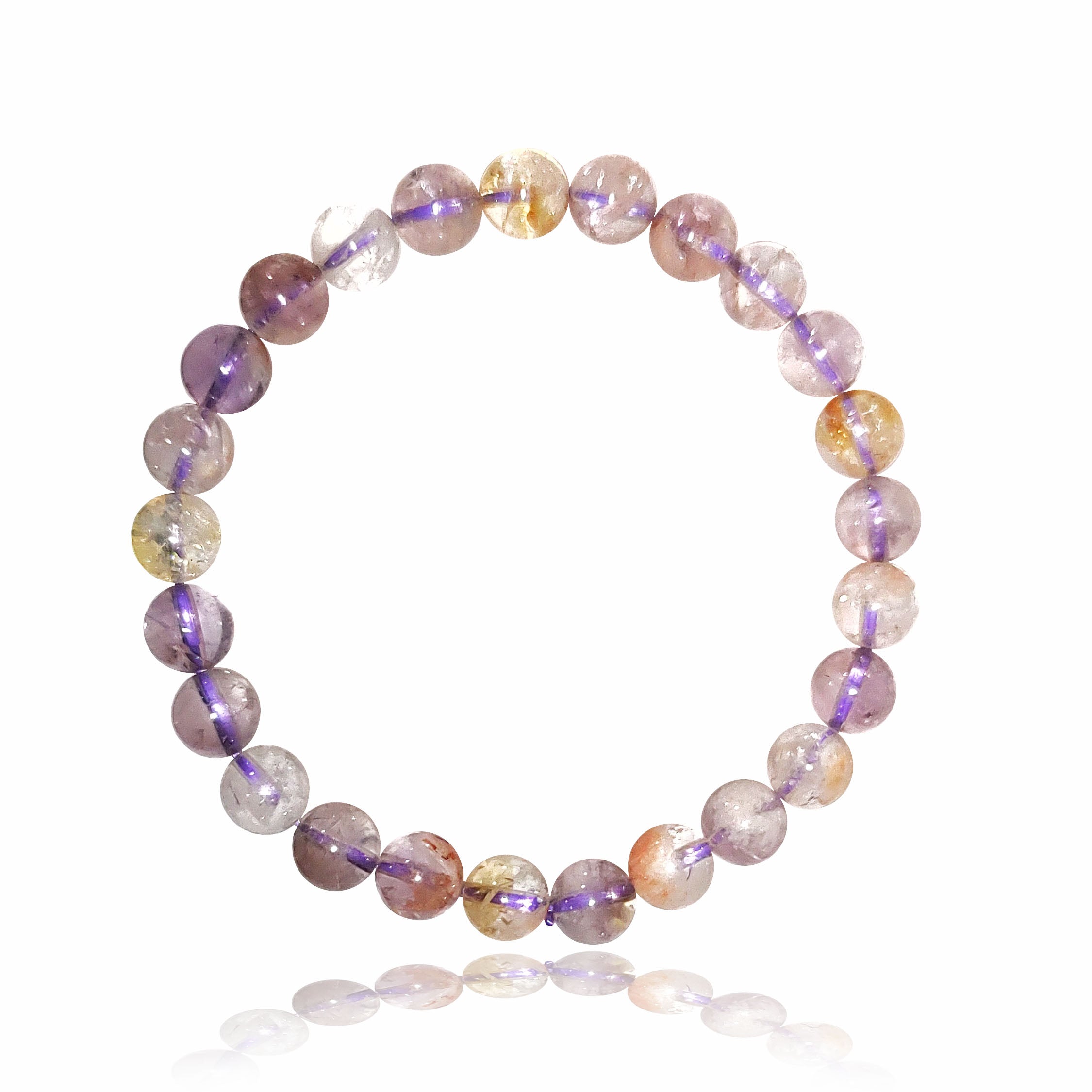 Ametrine 8mm and 6mm crystal bead bracelet