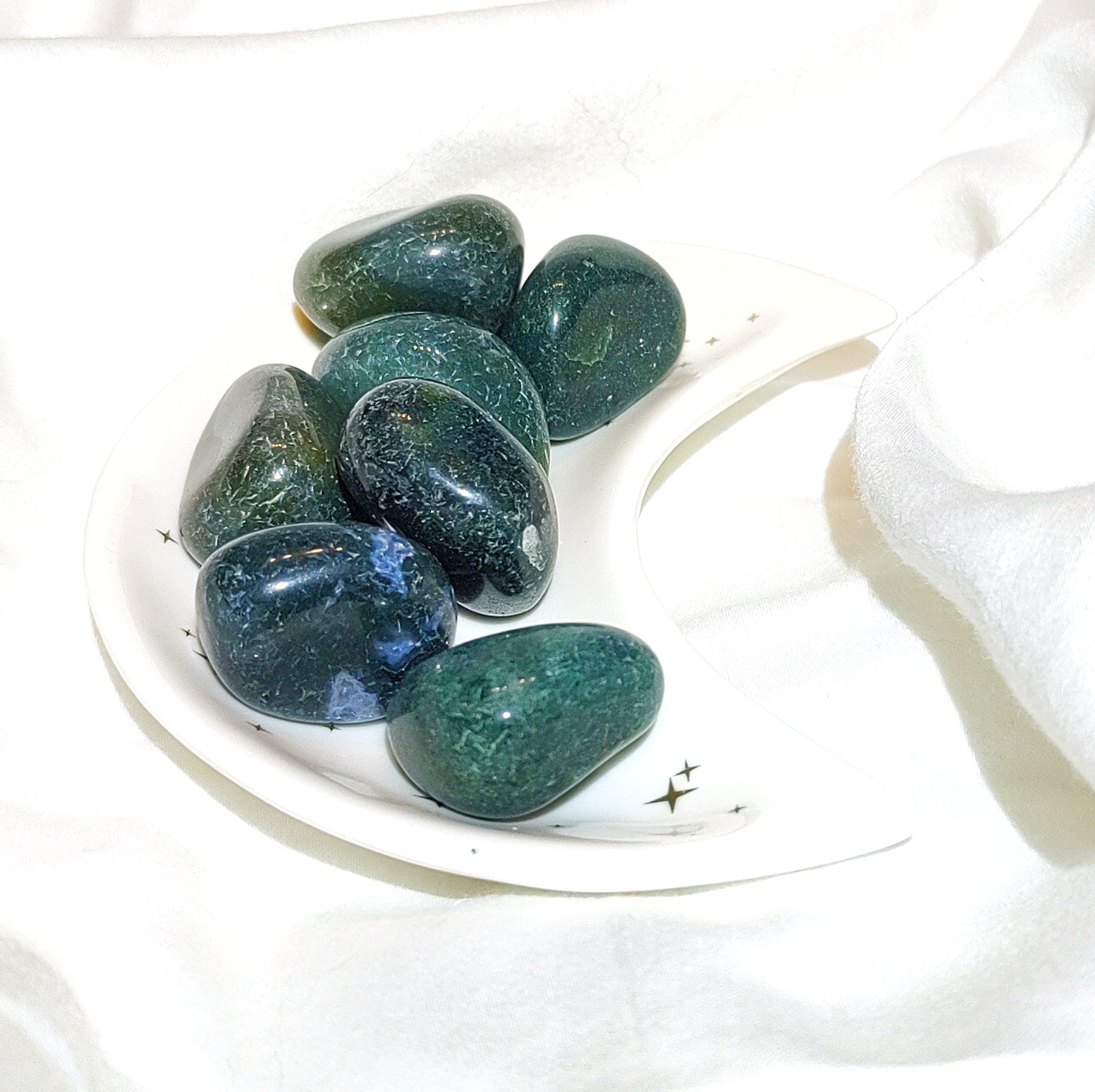 Moss Agate tumbled stone