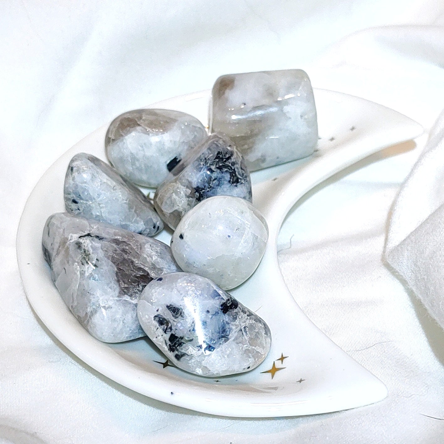 Rainbow Moonstone tumbled stone