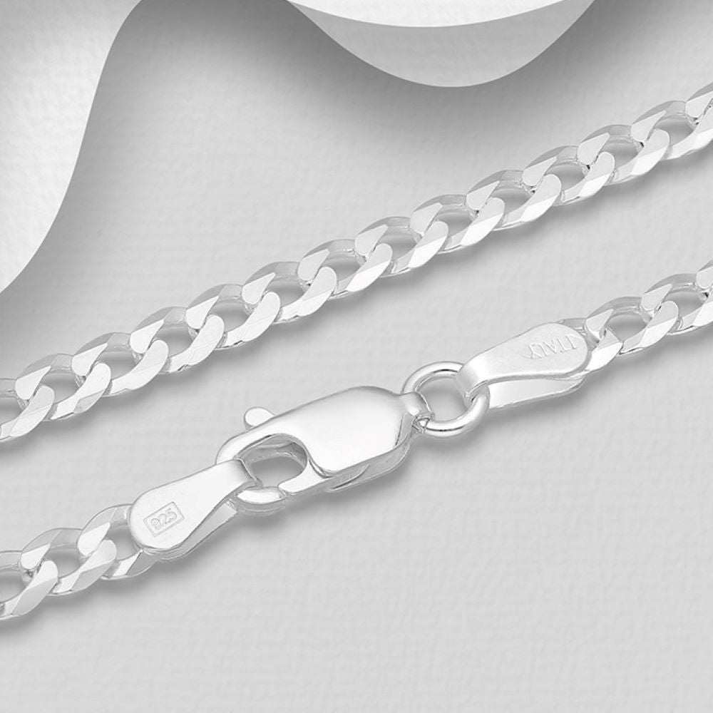 Italian sterling silver 3mm curb link chain 50cm