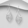 Bee in beehive, hook style drop sterling silver earrings set with cubic zirconia's