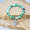 Australian Jasper 6mm crystal bead bracelet twin set with silver tree of life charm