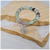 Rainbow Fluorite 8mm crystal bead bracelet with tree of life charm