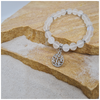 Rainbow Moonstone 8mm crystal bead bracelet with tree of life charm