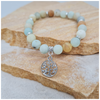 Amazonite 8mm crystal bead bracelet with silver tree of life charm