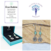 Green Aventurine 8mm crystal bead drop earrings with silver tree of life charm