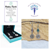 Rainbow Fluorite 8mm crystal bead drop earring with silver tree of life charm