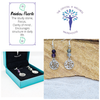 Rainbow Fluorite 6mm crystal bead drop earring with silver tree of life charm