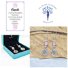 Kunzite 8mm crystal bead drop earring with silver tree of life charm