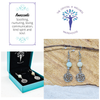 Amazonite 8mm crystal bead drop earrings with silver tree of life charm