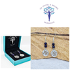 Sodalite 6mm crystal bead drop earrings with silver tree of life charm