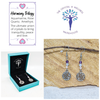 Harmony trilogy Aquamarine, amethyst and rose quartz 6mm crystal bead drop earring with silver tree of life charm