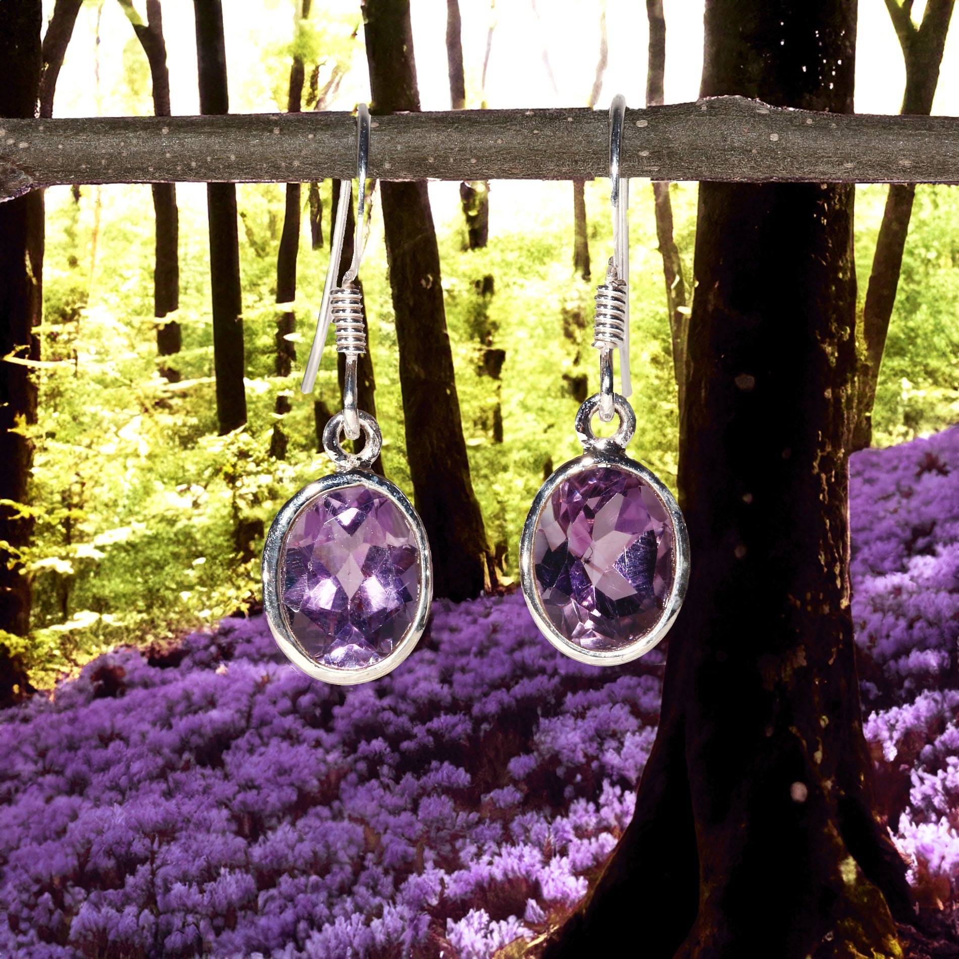 Gabriella Amethyst Sterling Silver Earrings
