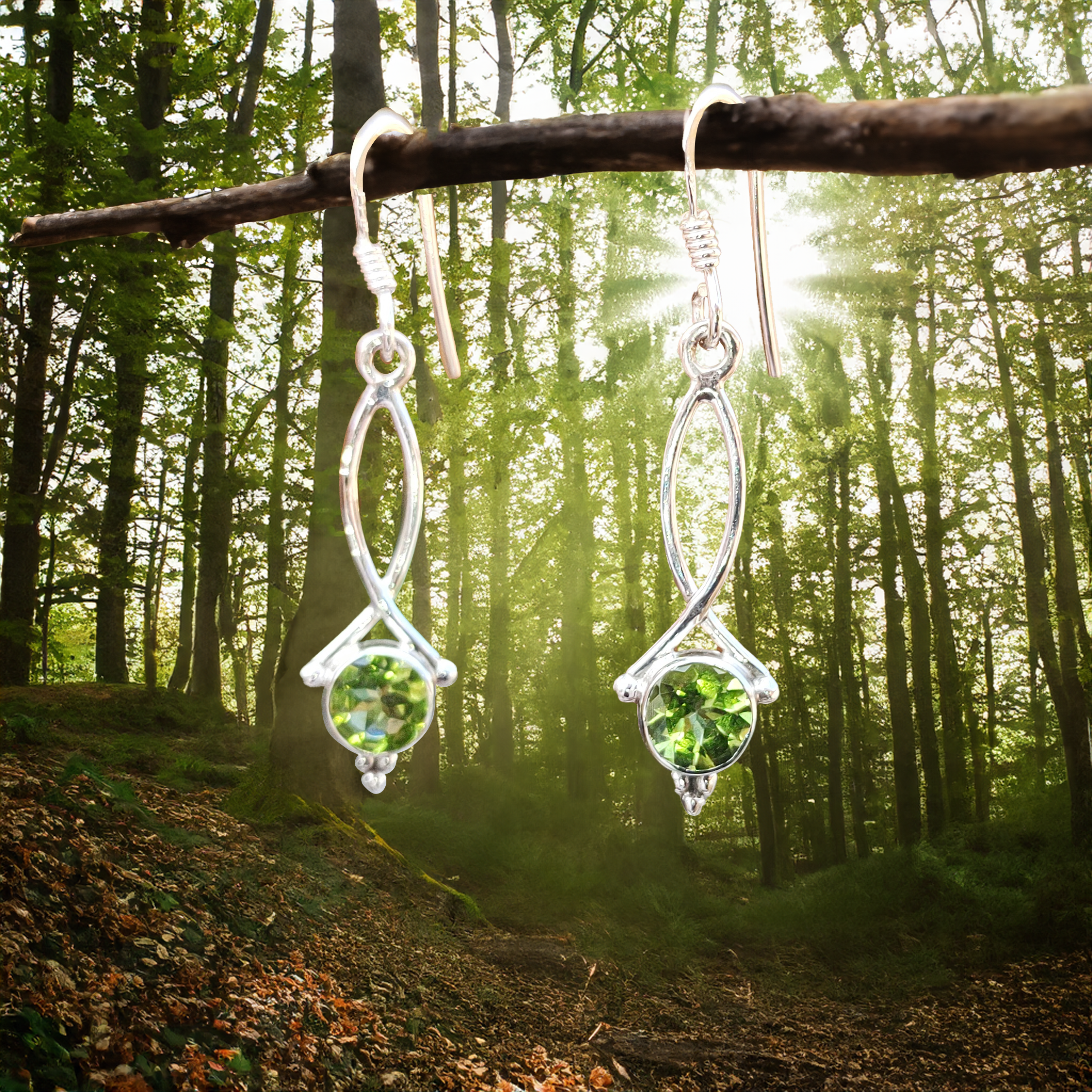 Seraphina Peridot sterling silver earrings