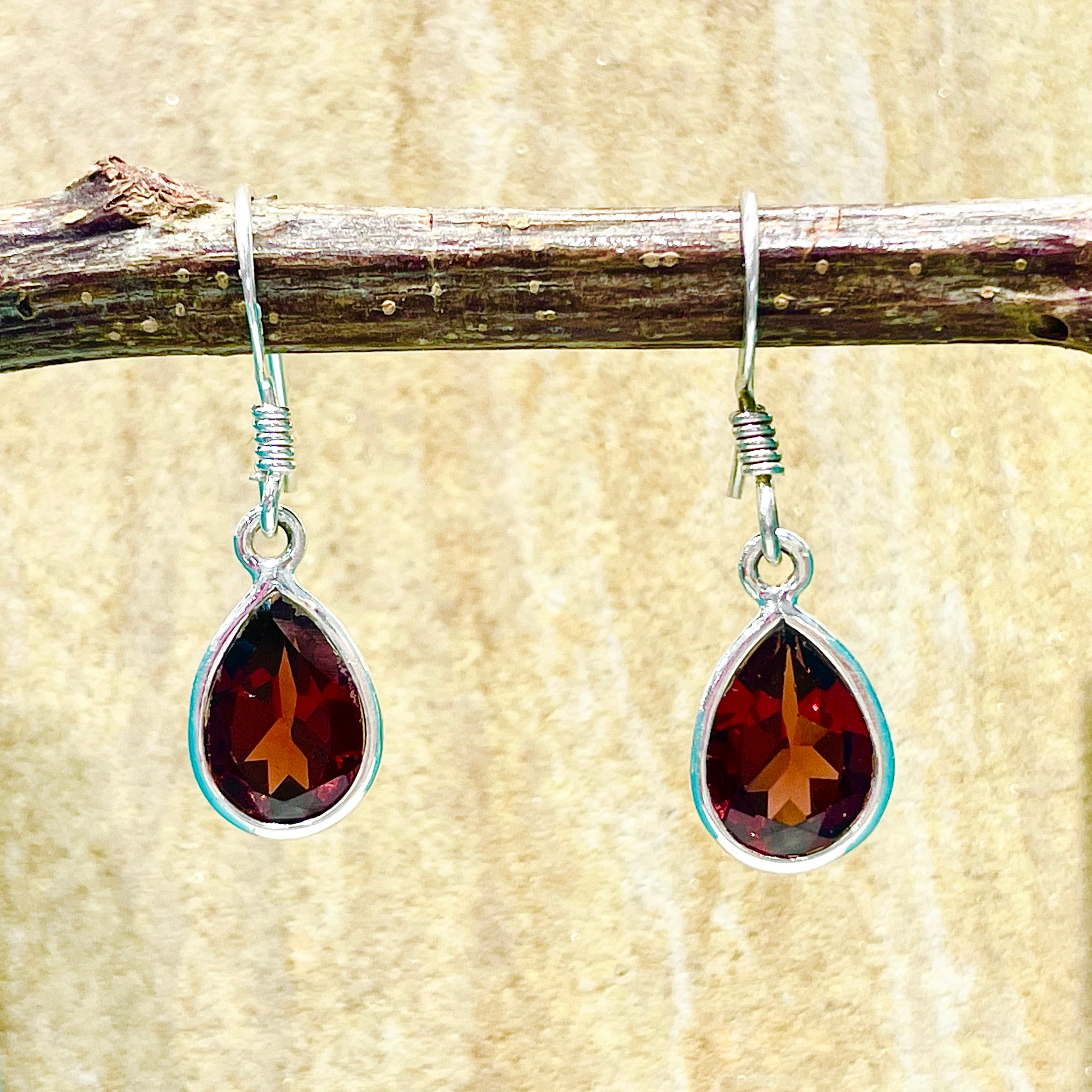 Annabelle Garnet Tear Sterling Silver Earring