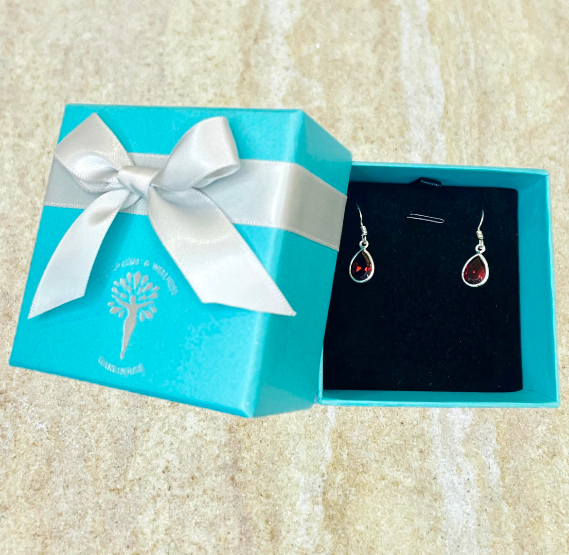 Annabelle Garnet Tear Sterling Silver Earring