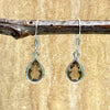 Smoky quartz faceted tear drop sterling silver earrings