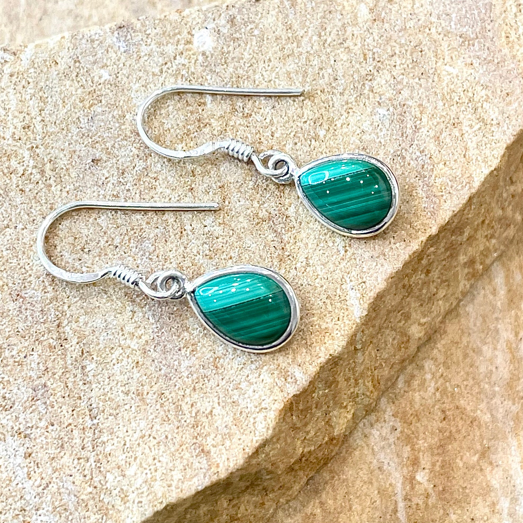 Louisa Malachite Tear Sterling Silver Earring