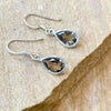 Smoky quartz faceted tear drop sterling silver earrings