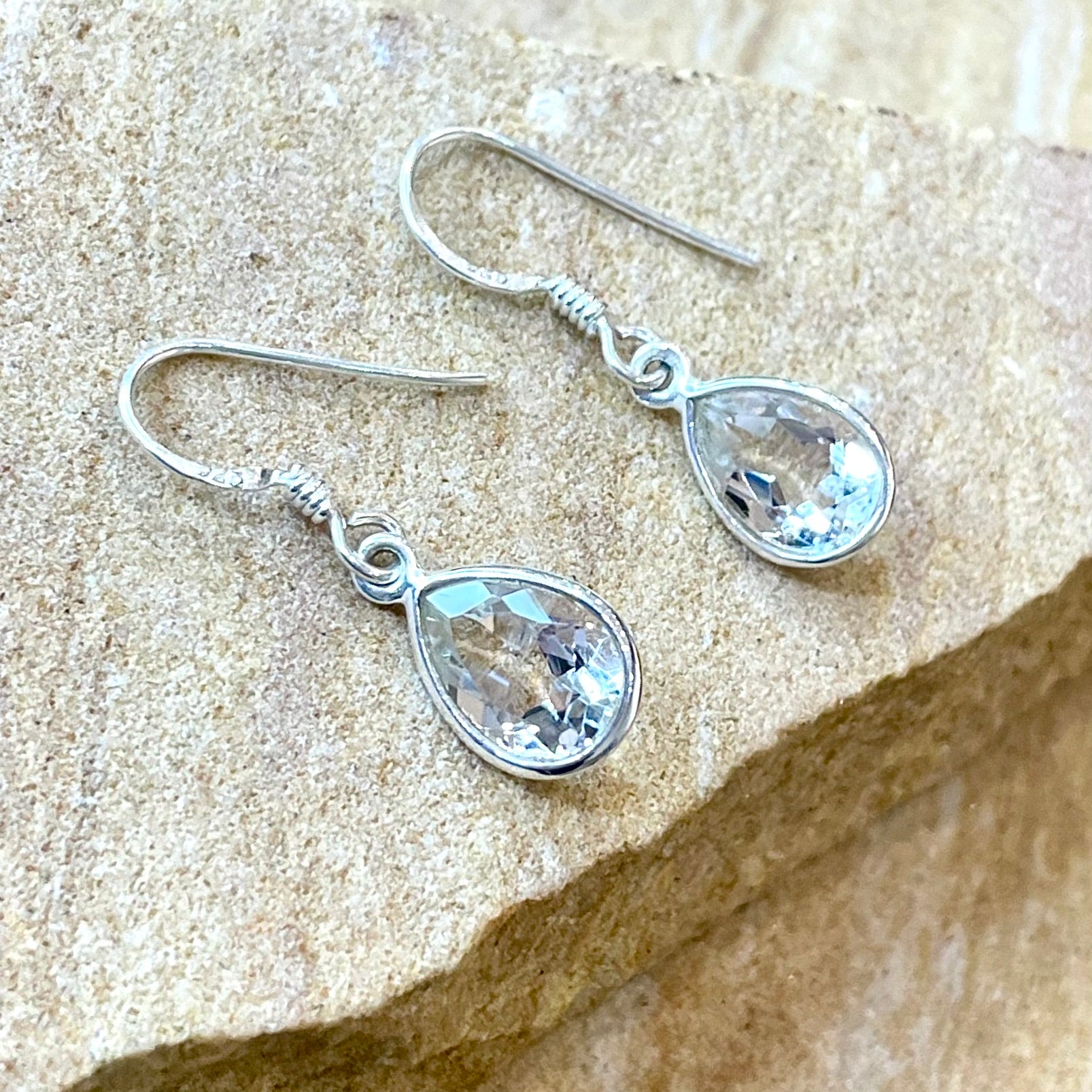 Annabelle Clear Quartz Tear Sterling Silver Earring
