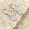 Rose quartz tear drop cabochon sterling silver earrings