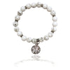 White Howlite 8mm Crystal Bead Bracelet with Silver Tree of Life Charm