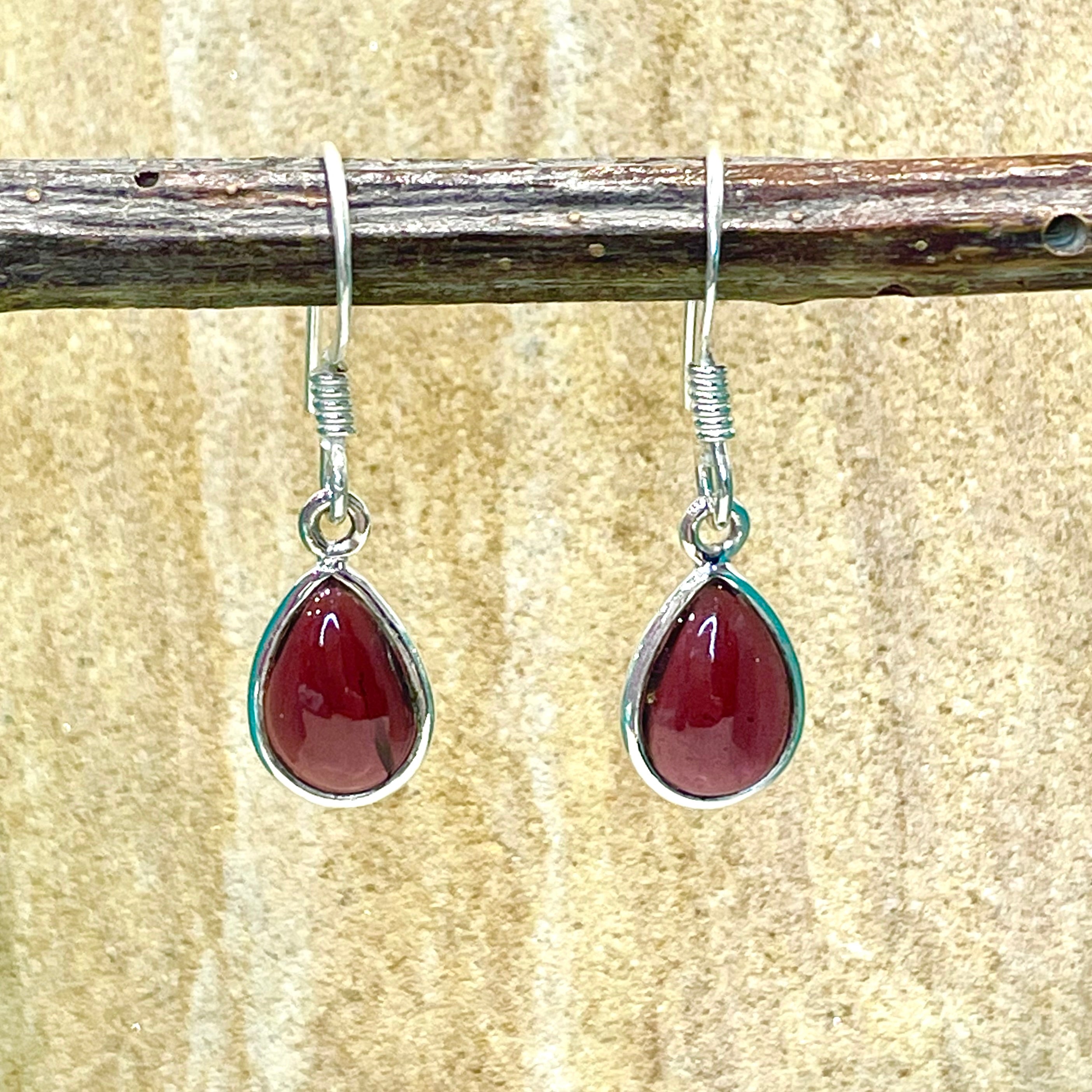 Louisa Garnet Tear Sterling Silver Earring