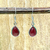 Garnet cabochon teardrop earring in sterling silver