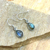 Labradorite cabochon teardrop sterling silver earrings