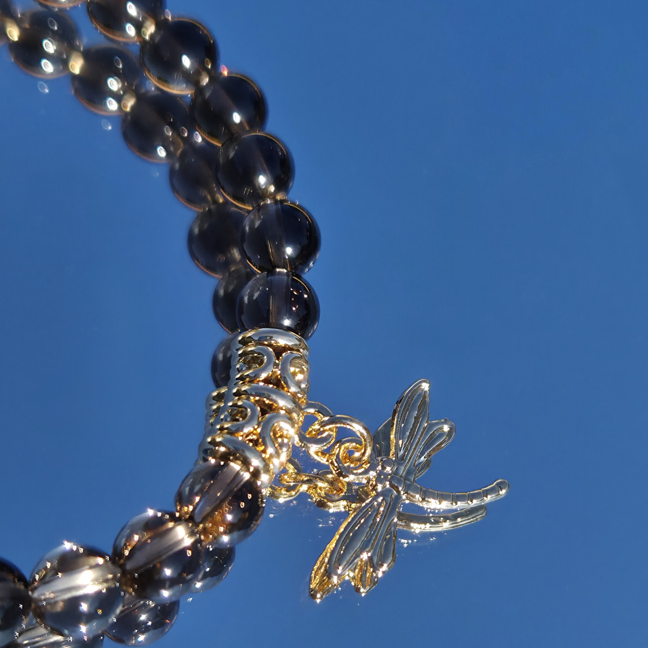 Luna Lovewitch Smoky Quartz Dragonfly polished bead bracelet