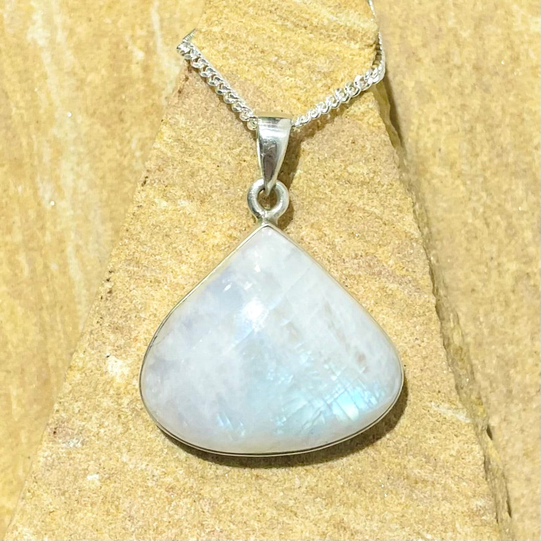 Rainbow Moonstone pendant in sterling silver