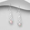 925 Sterling silver hook earrings featuring Celtic decorated with lab-created opal
