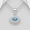 Evil eye cubic zirconia diamond pendant in sterling silver