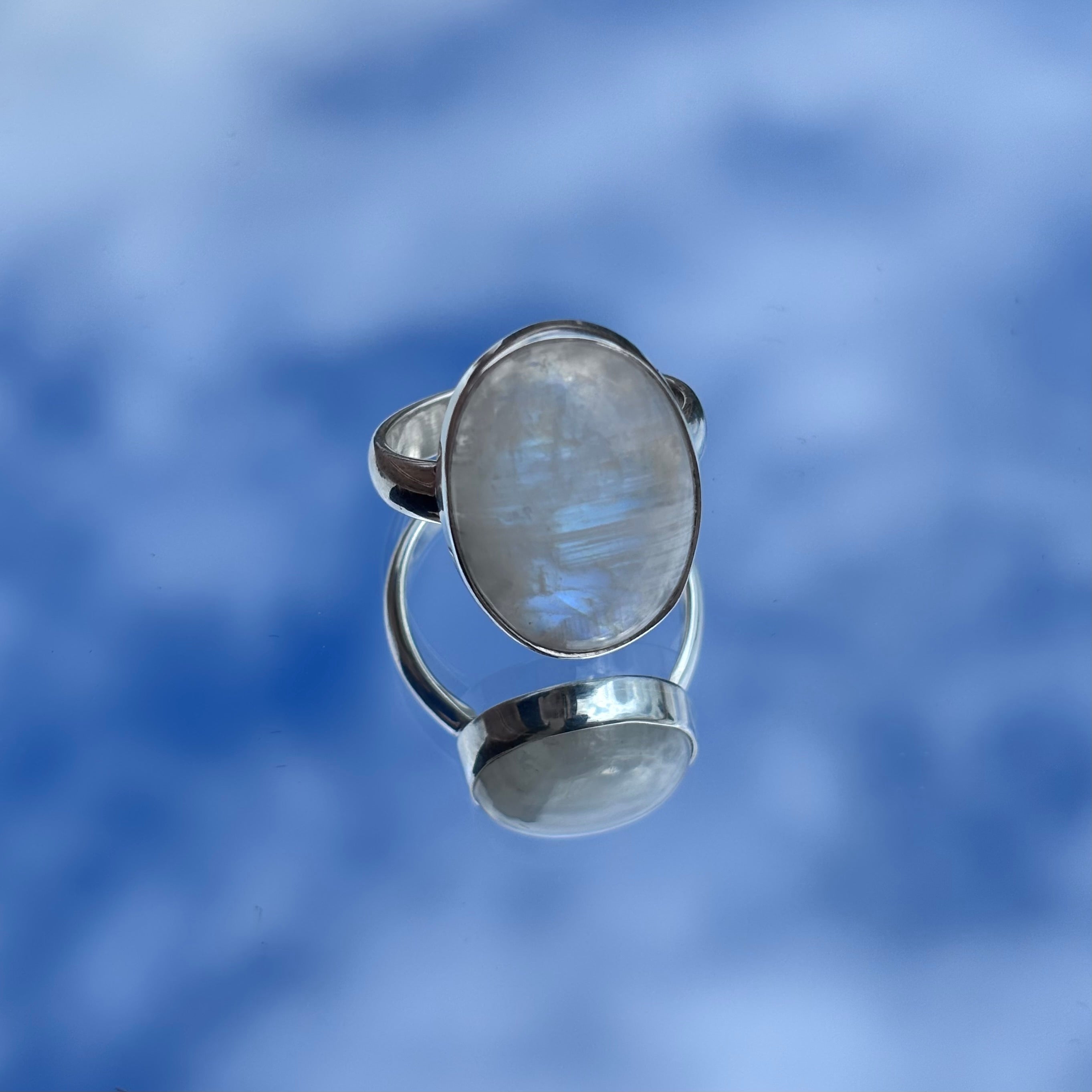 Lumiere One of a Kind Rainbow Moonstone Oval Ring Size 9