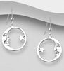 Circle moon and star hook earrings in sterling silver