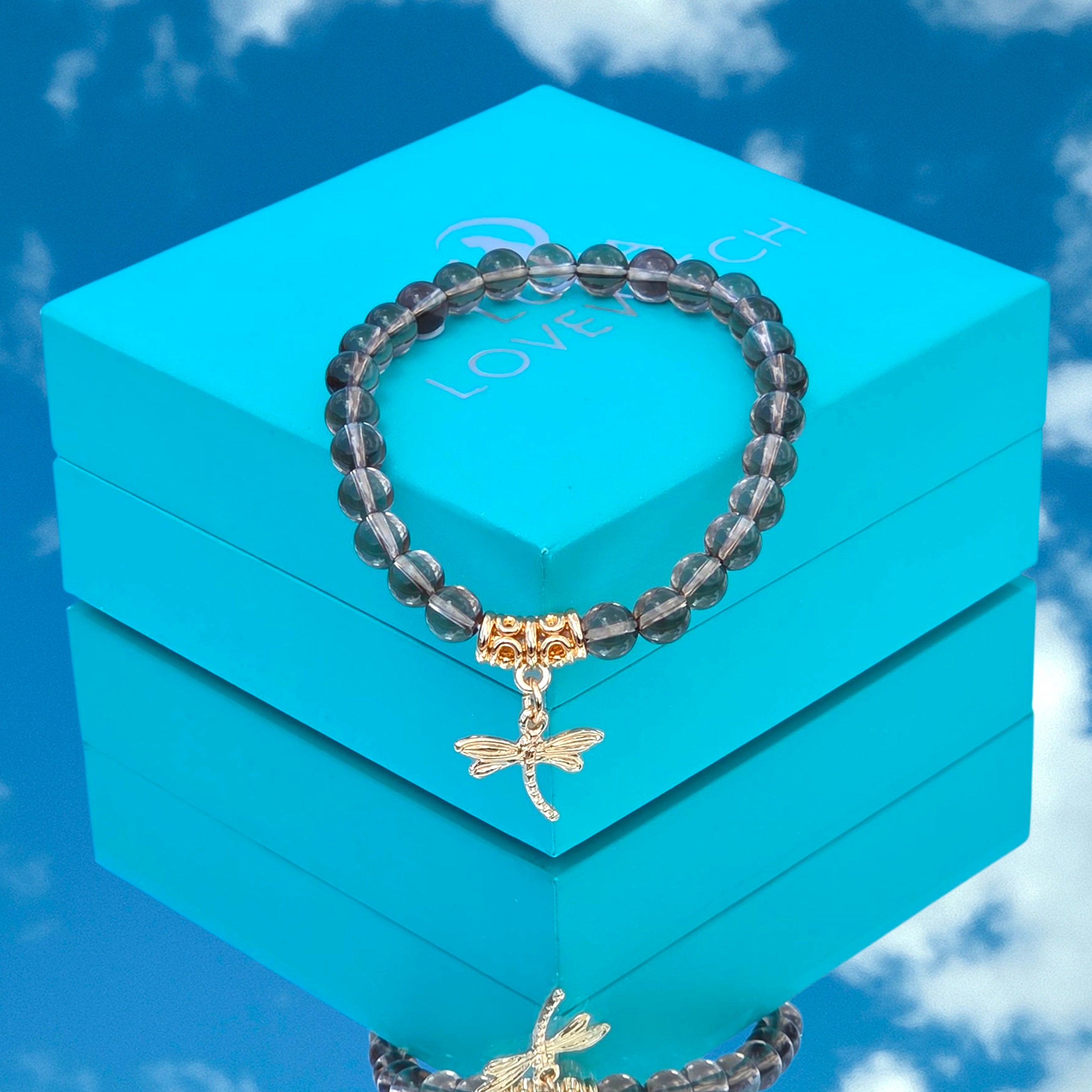 Luna Lovewitch Smoky Quartz Dragonfly polished bead bracelet